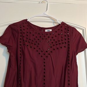 Old navy burgundy eyelet dress XS petite